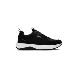 Black Mixed Material Sneakers 241084M237003