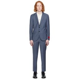 Blue Slim Fit Suit 241084M196001