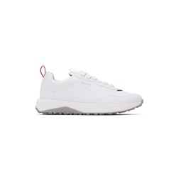 White Mixed Material Lace Up Sneakers 241084M237038