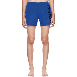 Blue Printed Swim Shorts 222084M208016