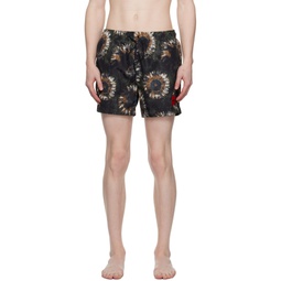 Black Printed Swim Shorts 231084M208030
