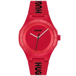 Mens Lit for Him Quartz Red Silicone Watch 42mm