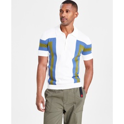 Mens Short Sleeve Colorblocked Polo Sweater