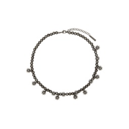 SSENSE Exclusive Gunmetal Spiky Pearl Necklace 241014M145007