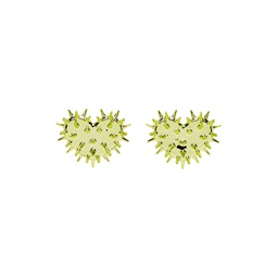 Yellow Spiky Heart Earrings 231014F022014