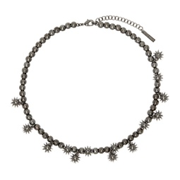 SSENSE Exclusive Gunmetal Spiky Pearl Necklace 241014M145007
