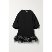 HUISHAN ZHANG Poppy feather-trimmed crepe mini dress