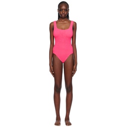 Pink Square Neck Swimsuit 241431F103011