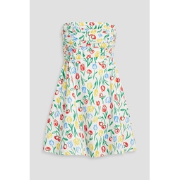 Karla strapless floral-print cotton-blend poplin mini dress