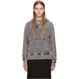 Gray Button Hoodie 232429F097003