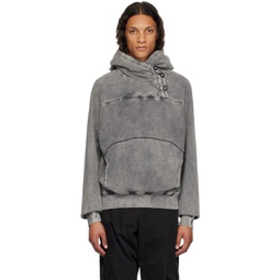 Gray Button Hoodie 232429M202002