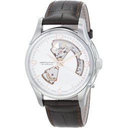 Hamilton Watch Jazzmaster Open Heart Auto 40mm Case, Silver Dial, Leather Strap (Model: H32565555)