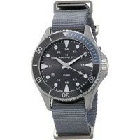 Hamilton Watch Khaki Navy Scuba Quartz Watch for Men Swiss Made 37 mm Grey Dial Stainless Steel Case Waterproof Wristwatch with Grey Textile NATO Band (Model: H82211981)