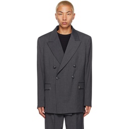 Gray Boxy Suit Blazer 231827M195002