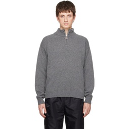 Gray Half Zip Sweater 222827M202012