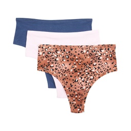 Womens Hanky Panky PlayStretch Print High-Rise Thong 3-Pack
