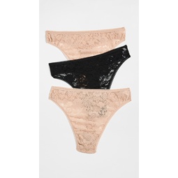 Daily Lace High Cut Thong 3 Pack