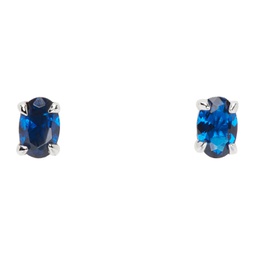 Silver & Blue Oval Earrings 241481M144034