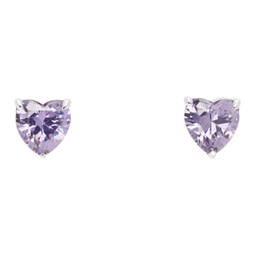 Silver & Purple Heart Stud Earrings 241481M144033