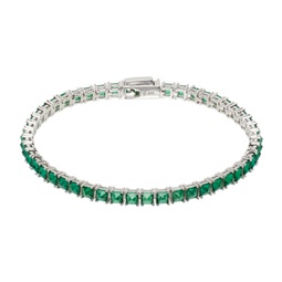 Silver & Green Spikes Tennis Bracelet 241481M142027