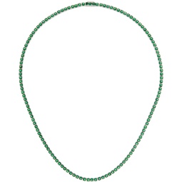 Silver & Green Classic Tennis Chain Necklace 241481M145029