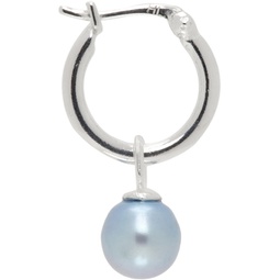 SSENSE Exclusive Silver & Blue Pearl Hoop Single Earring 241481M145009