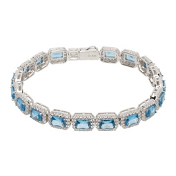 SSENSE Exclusive Silver & Blue Crown Stone Tennis Bracelet 241481M142000