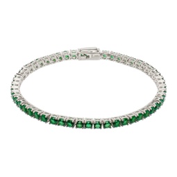 Silver & Green Classic Tennis Bracelet 241481M142002