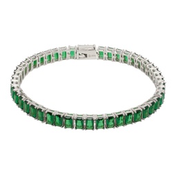 Silver & Green Classic Tennis Bracelet 241481M142024