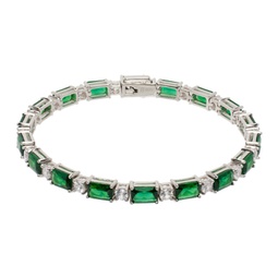 Silver & Green Emerald Cut Tennis Bracelet 241481M142040