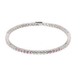 SSENSE Exclusive Silver & Pink Classic Tennis Bracelet 241481M142004