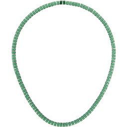 Silver & Green Emerald Cut Tennis Chain Necklace 241481M145025