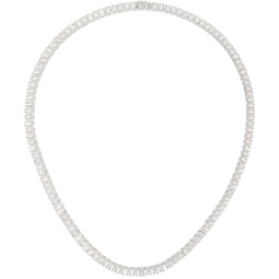 Silver Emerald Cut Tennis Chain Necklace 241481M145034
