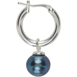 SSENSE Exclusive Silver & Blue Pearl Hoop Single Earring 241481M144025