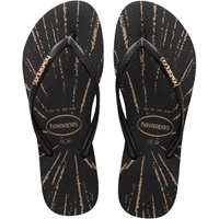 Havaianas women slim metallic print sandal - black/rose gold metallic - 7/8