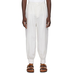 White & Beige Striped Trousers 241897M191000
