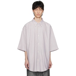 White & Purple Striped Shirt 241897M192007