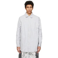 White & Navy Pinstripe Shirt 241897M192005