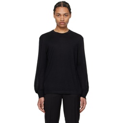 Black Curved Sleeve Sweater 241154M201005