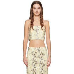 Beige Python-Embossed Leather Camisole 241154F111000