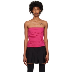 SSENSE Exclusive Pink Ruched Tube Top 232154F111008