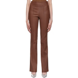 Brown Bootcut Leather Pants 222154F084001