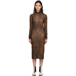 Brown Soril Print Midi Dress 231946F054001