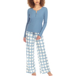 Womens Honeydew Intimates Snowed in Baby Waffle and Hacci PJ Set