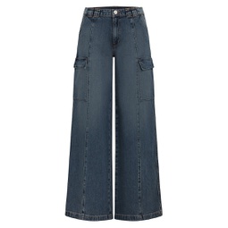 Mid-Rise Wide-Leg Cargo Jeans