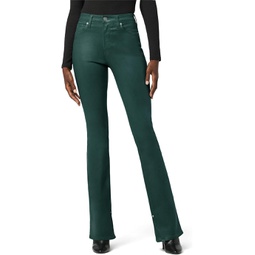 Hudson Jeans Barbara High-Rise Bootcut Inseam Slit in Coated Forest Walk
