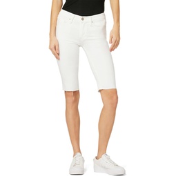 Hudson Jeans Amelia Mid-Rise Knee Shorts in White