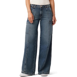 Womens Hudson Jeans Mid-Rise Utility Wide Leg Cargo in Deep Blue
