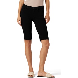 Womens Hudson Jeans Amelia Mid-Rise Knee Shorts (Raw Hem) in Black