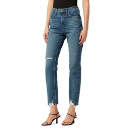 Holly High Rise Distressed Straight Crop Jeans